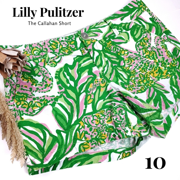 Lilly Pulitzer Pants - New Lilly Pulitzer The Callahan Short Green White Pink Short Size 10